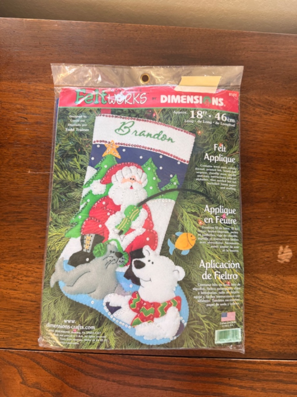 Dimensions Christmas Stocking Feltworks Santa Fishing Kit #8101